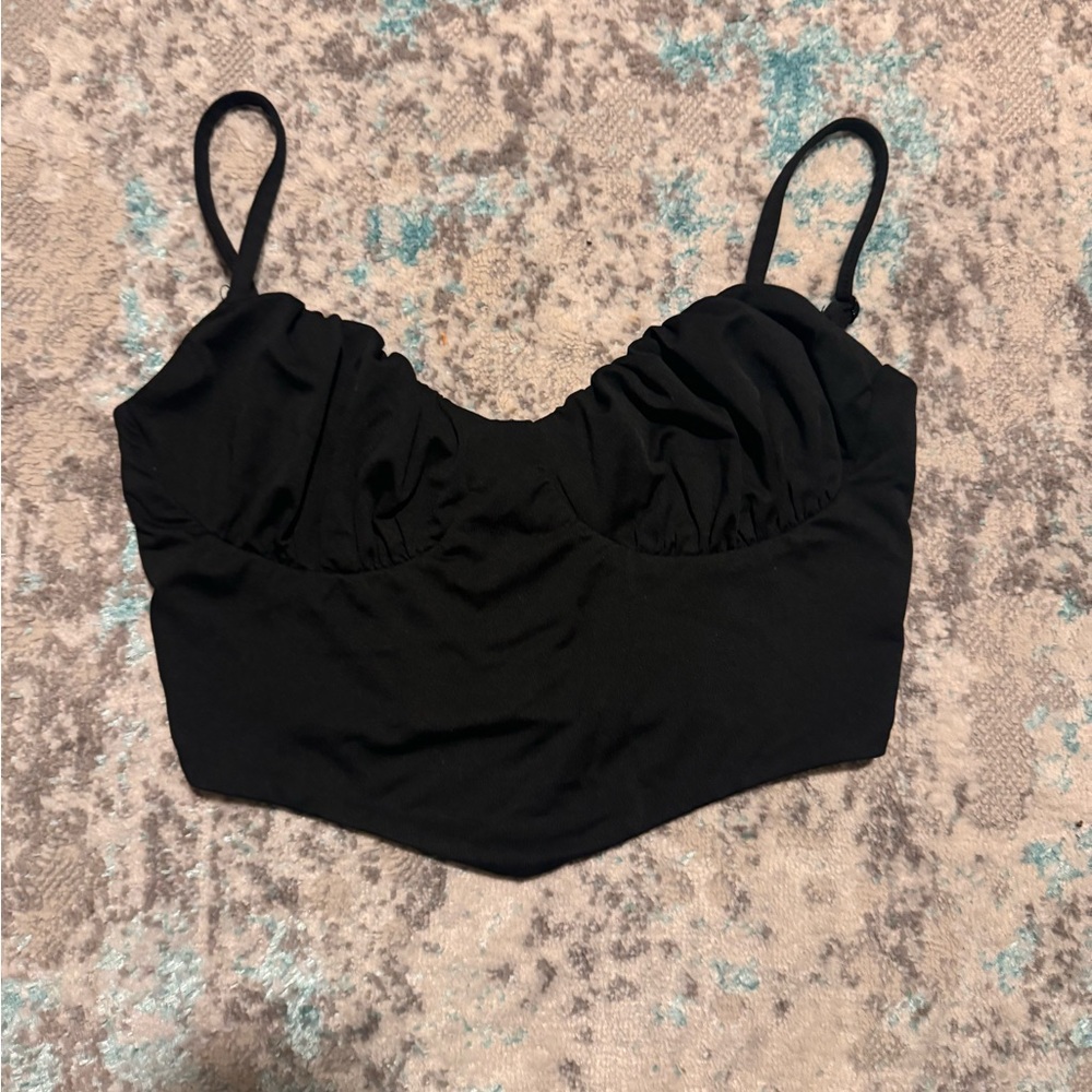 Princess poly black crop top with v front, never worn, great condition